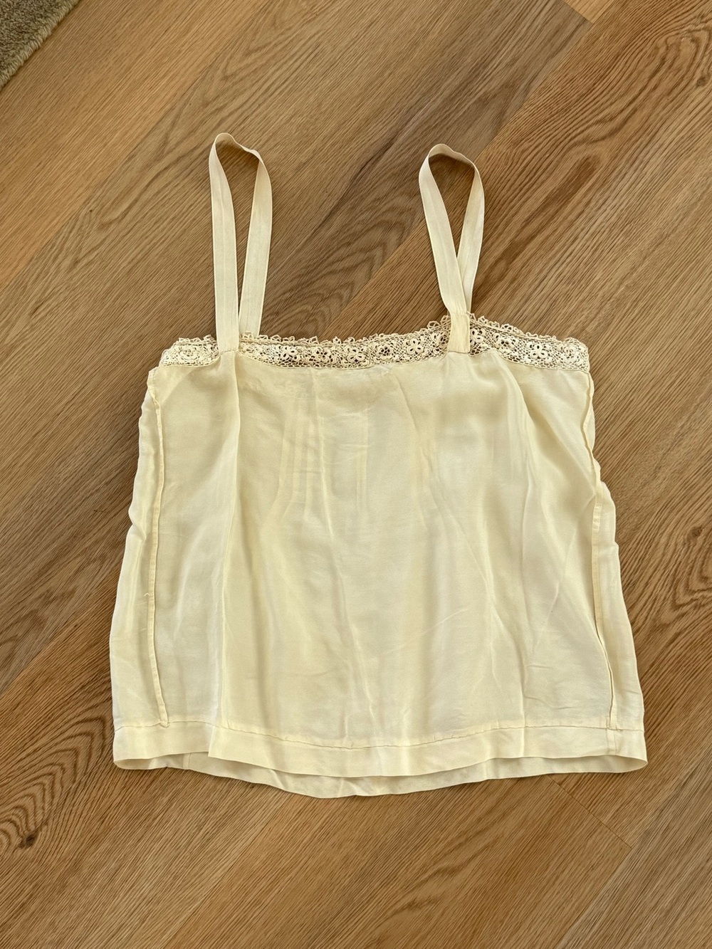 UNREAL Antique Edwardian Lace Trim Silk Camisole